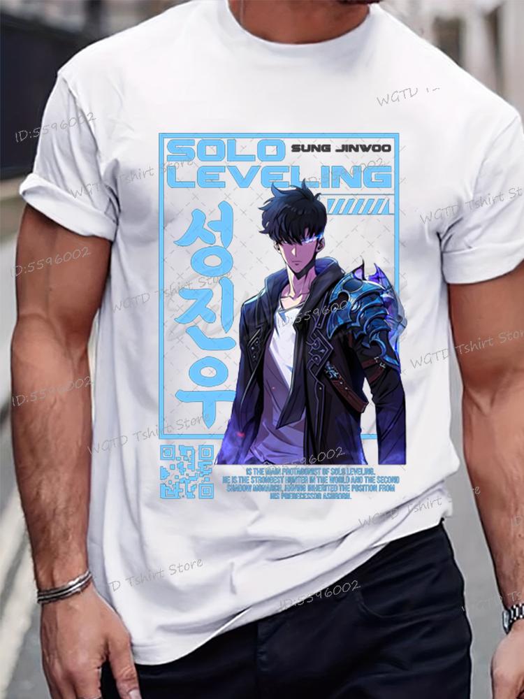 Anime Solo Leveling Tričko Vtipná grafika Sung Jin-Woo Pánské oblečení Krátký rukáv O-výstřih Topy Komiks Solo Leveling Bílá trička