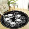 Black and White Rose Skull Print Round Carpet Chair Mat, Non-Slip Polyester Home Decor for Bedroom and Living Room