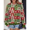 Women's long sleeved round neck casual hoodie, 3D Christmas element Santa Claus printed pullover, women's holiday party costume