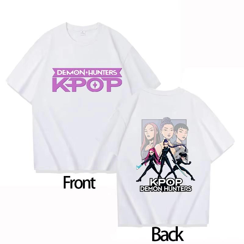 2025 Movie KPOP Demon Hunter RUMI Boys Girls T-shirt Parent-child Cotton Round Neck Women's Short Sleeve Men's Kids Summer Tops