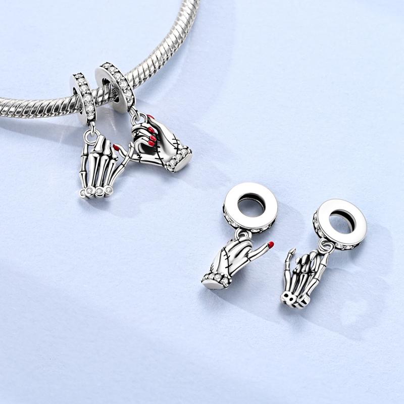 Original Copper Charm Bead Two Hands Pinky Promise Pendant Fit Original Bracelet For Women Diy Jewelry Friend Gift