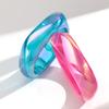 New AB Colorful Irregular Square Resin Wide Bangle for Women Statement Acrylic Geometric Bracelets Valentine's Day Jewelry Gifts