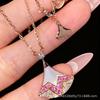 Qixi Gradient Pink Diamond Pendant Necklace for Women - Luxury Silver Jewelry