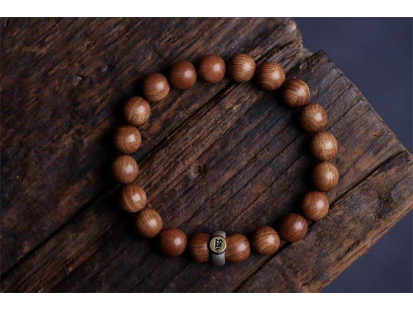 Authentisches indisches Sandelholz Tierkreiszeichen Buddhistische Gebetsperlen Armband