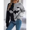 Autumn and Winter Women Halloween Pumpkin Contrast Color Knitted Long Sleeve Loose Sweater