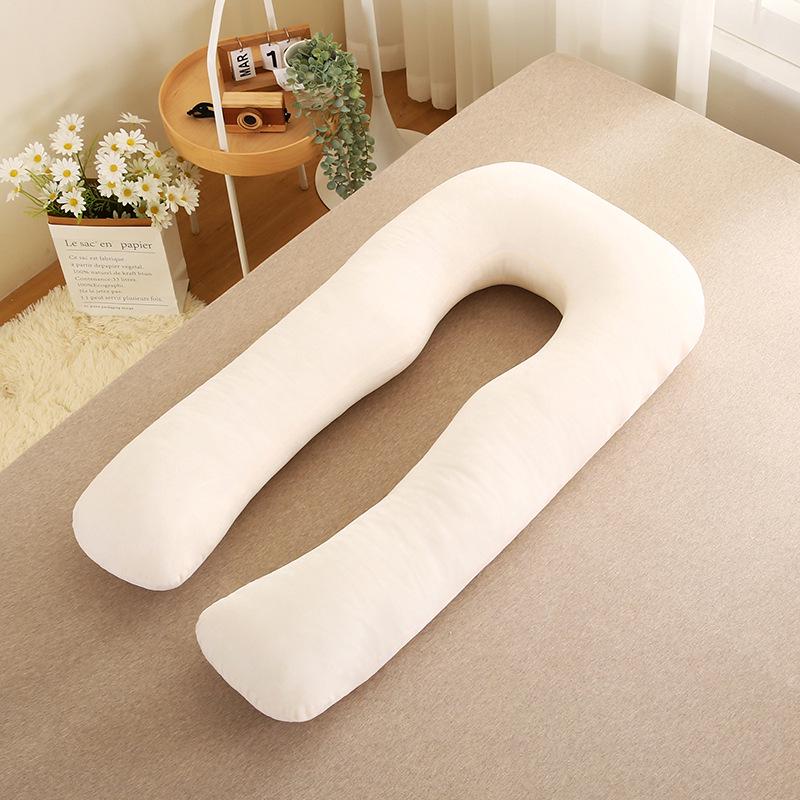 Jednobarevný těhotenský polštář ve tvaru U z křišťálového sametu s odnímatelnou bederní opěrkou