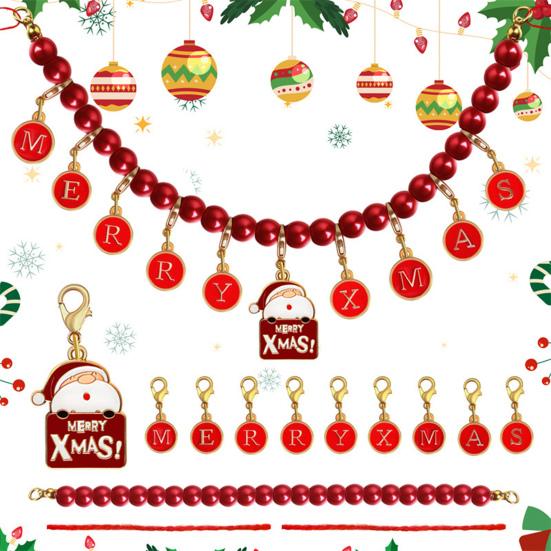 Christmas Bead Garland Merry Christmas Holiday Bunting Garland Vintage Enamel Bead Decoration for Home Tree Decor