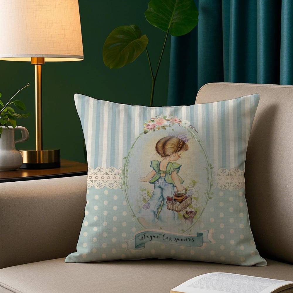 Cute Sarah Kay Girl Pillow Case Short Plush Print Cushion Cover Square Throw Pillow Covers Sofa Home Decor