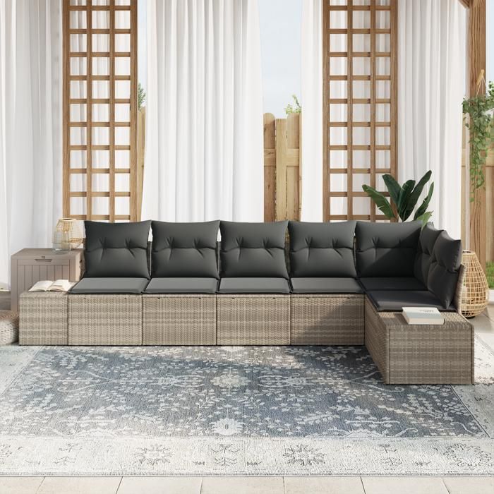 VidaXL Ensemble de canapé de jardin de 6 pièces avec coussins Gris clair Poly Rattan 3355751