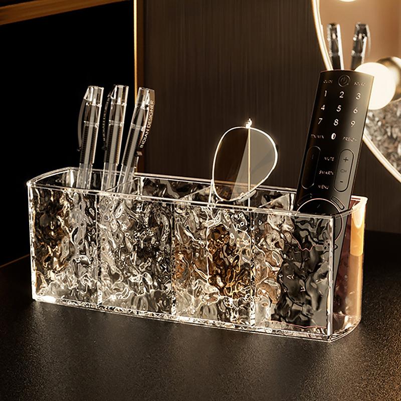 4 Grids Water Ripple Ps Cosmetic Storage Box Makeup Brush Holder Organizer Lipstick Eyebrow Pencil Desktop Storage Display Stand
