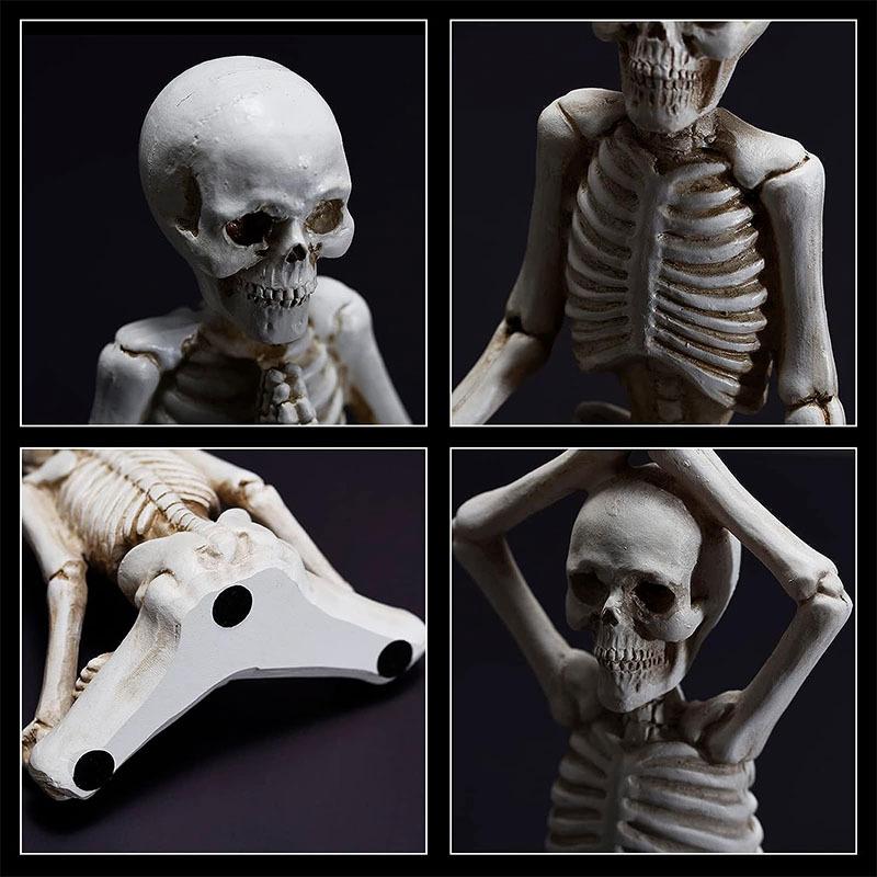 Meditation Skeleton Statue and Yoga Skeleton Statue Mini Set Resin Craft Ornaments Halloween Party Decoration Table Gothic
