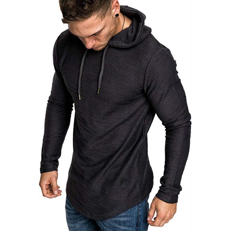 T-shirt con cappuccio a maniche lunghe da uomo, vestibilità larga, casual, streetwear