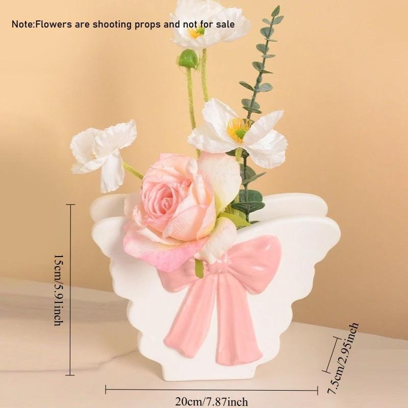 Nordic Ins Style Butterfly Ceramic Vase Ornament Dried Flower Arrangement Container Living Room Bedroom Dining Table Decoration