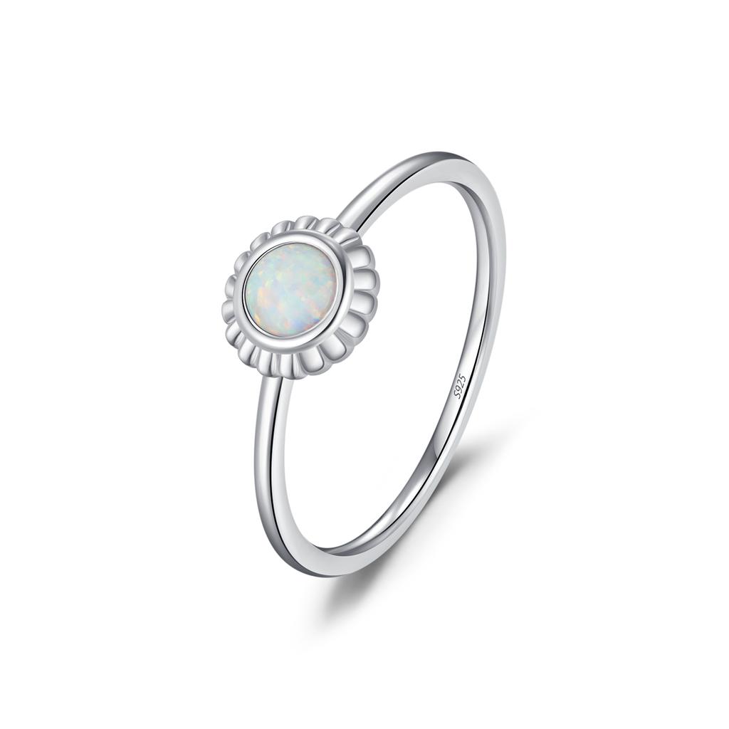 MODIAN 925 Silver Vintage Sunflower Delicate Opal Trendy Ring For Women White Gold Plated Stackable Fine Jewelry Gift