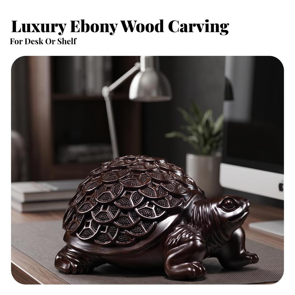 Feng Shui Prosperity Turtle Ornament Tabletop Carved Statue Wealth Decor