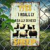 Metal Poster Wall Art, Motivational Sheep Sign, Farmhouse Decor for Living Room