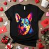 Colorful Australian Kelpie T-Shirt, Watercolor Kelpie Dog Art Tee, Vibrant Pet Lover Gift, Pop Art Kelpie Shirt, Abstract Dog Portrait Gear