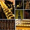 LED Solar Strip Rope Tube Fairy Light Solar Powered Garland String Light Christmas Decor for Outdoor Garden Lawn Tree Yard Fence