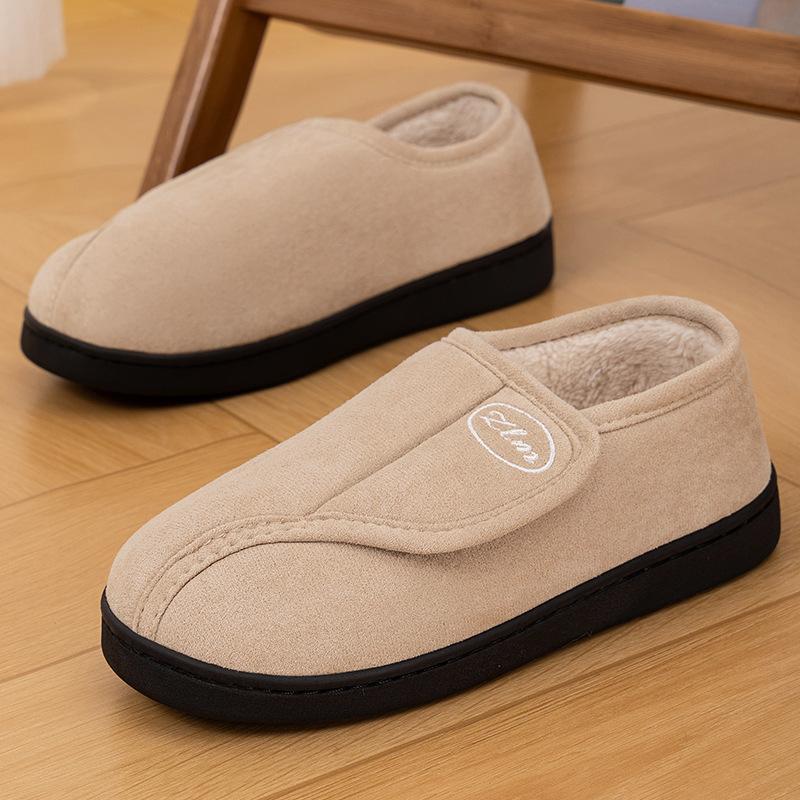 Winter cotton shoes home indoor warm plush thickened fluffy slippers Velcro casual cotton boots