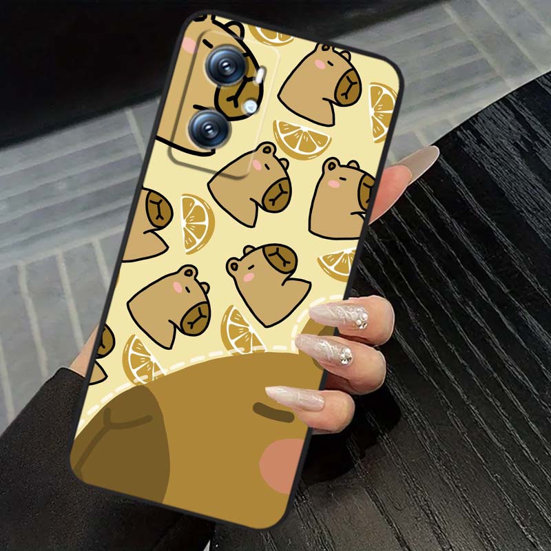 Cartoon Anime Capibala Art For OPPO Reno 5 6 7 A96 A40 A58 Realme GT A74 A78 Neo2 A74 A78 Find X5 X3 X7 X8 Black Phone Case