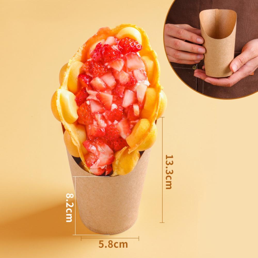 50PCS Oil-proof Disposable French Fry Cup Water Proof Eco-Friendly Kraft Paper Slanted Mouth Cup Thickened Multi-functional
