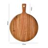 Acacia Wood Round Pizza Serving and Cutting Board with Carry Handle Wooden Tray for Kitchen Pizza and Cheese Platters