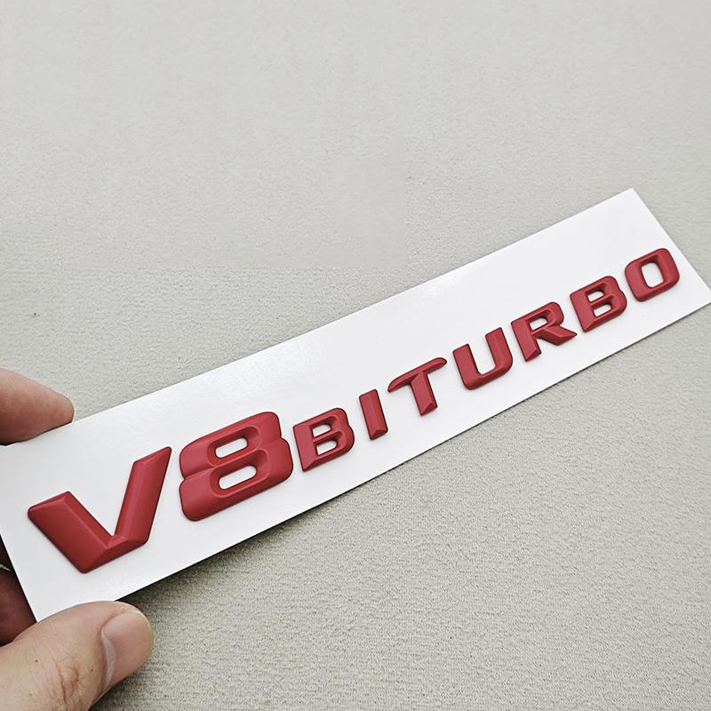 3D ABS Chrome Logo V8 BITURBO Emblem Car Fender Side Badge Decal For Mercedes Benz AMG C63S C63 E63 G63 G500 Sticker Accessories