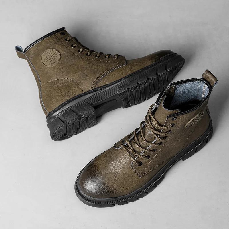 Trendy Men's Boots High Top Work Boots for Men Casual Shoes Punk Style Motorcycle Ankle Boots High Quality Winter Boots