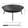 Outdoor Fire Pit Portable Round Firepit With Poker For Garden Camping Bonfire Picnic Dia 47 X 21 Cm Black
