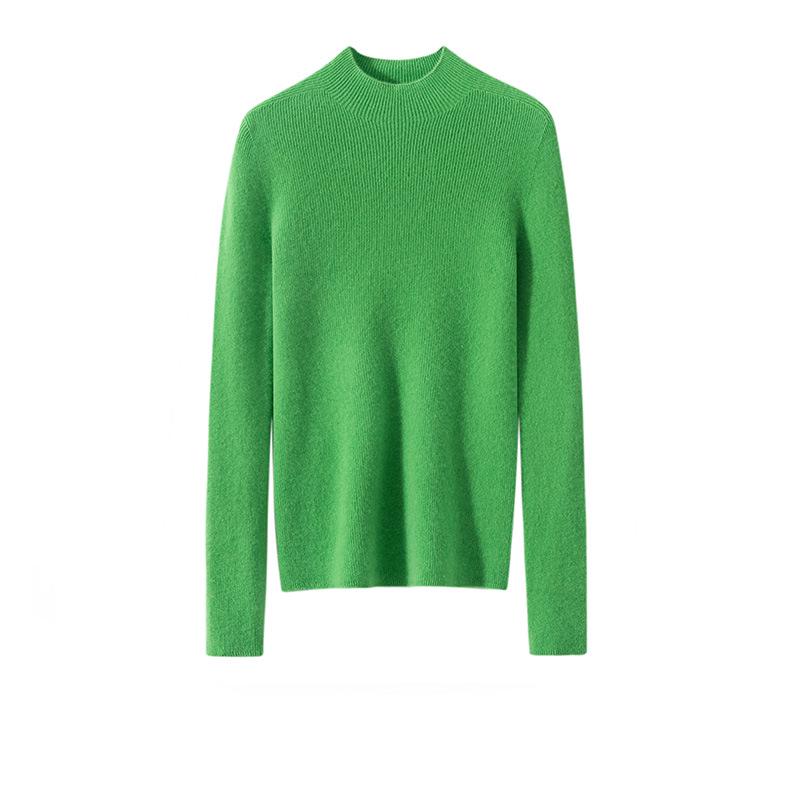 Women's Thick Warm 100% Pure Cashmere Short Slim Fit Half Turtleneck Sweater - Perfect Layering Piece