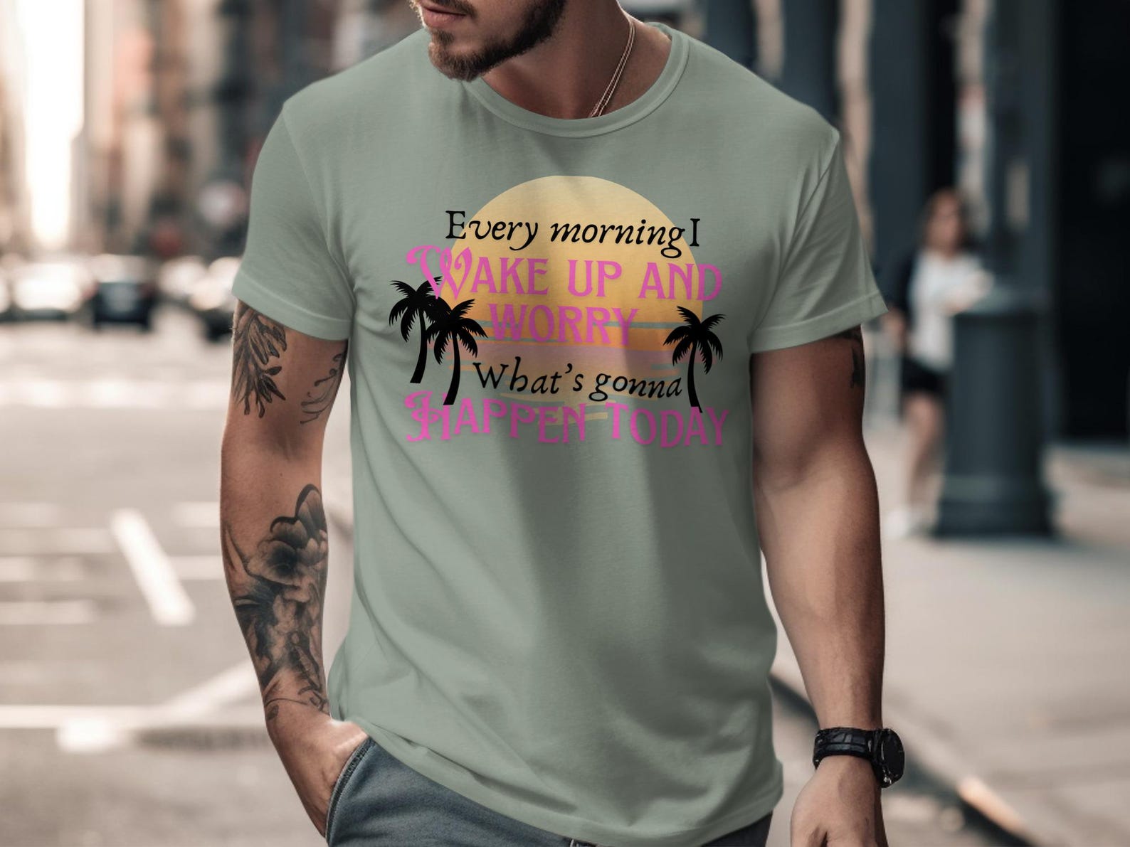 Every Morning I Wake Up And Worry T-Shirt, Funny Anxiety tee, Overthinker Top 2XL