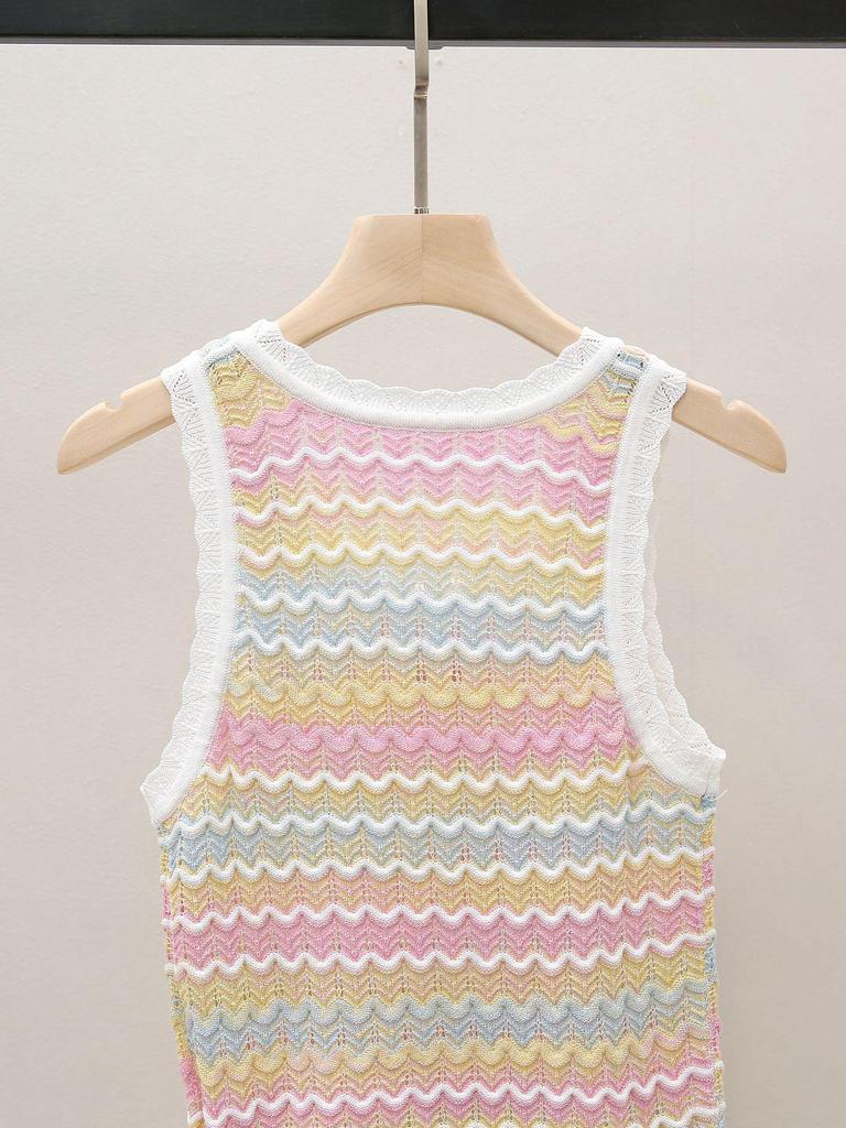 Nanyou Gradient Color Sweet Slim Textured Knit Vest for Women