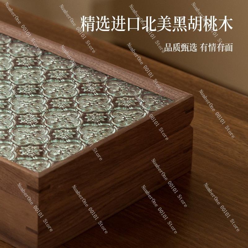 Solid Wood Jewelry Box with Three Gold and Hardware Display Design, Light Luxury High-End Jewelry Storage Box for Engagement