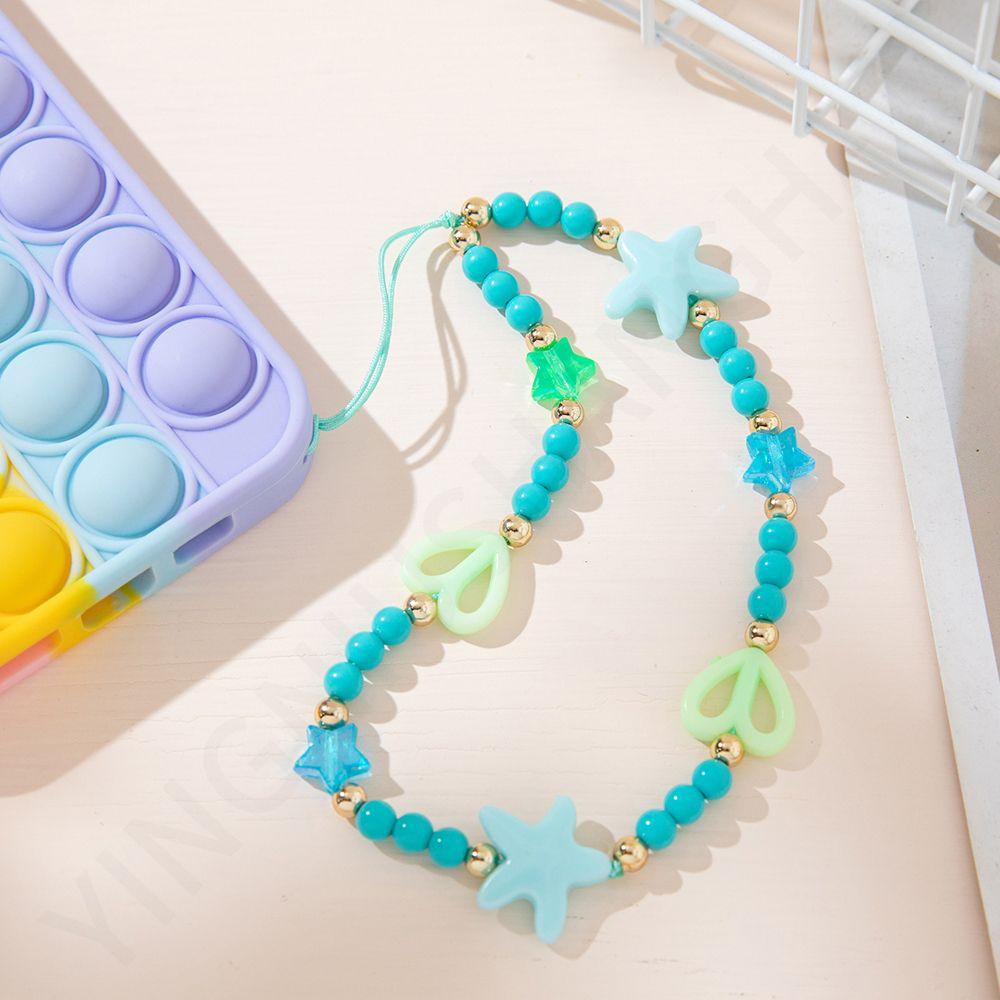 

Lanyard Mobile Phone Pendant Acrylic Bead Mobile Phone Chain Mobile Phone Straps Cell Phone Lanyard star-blue