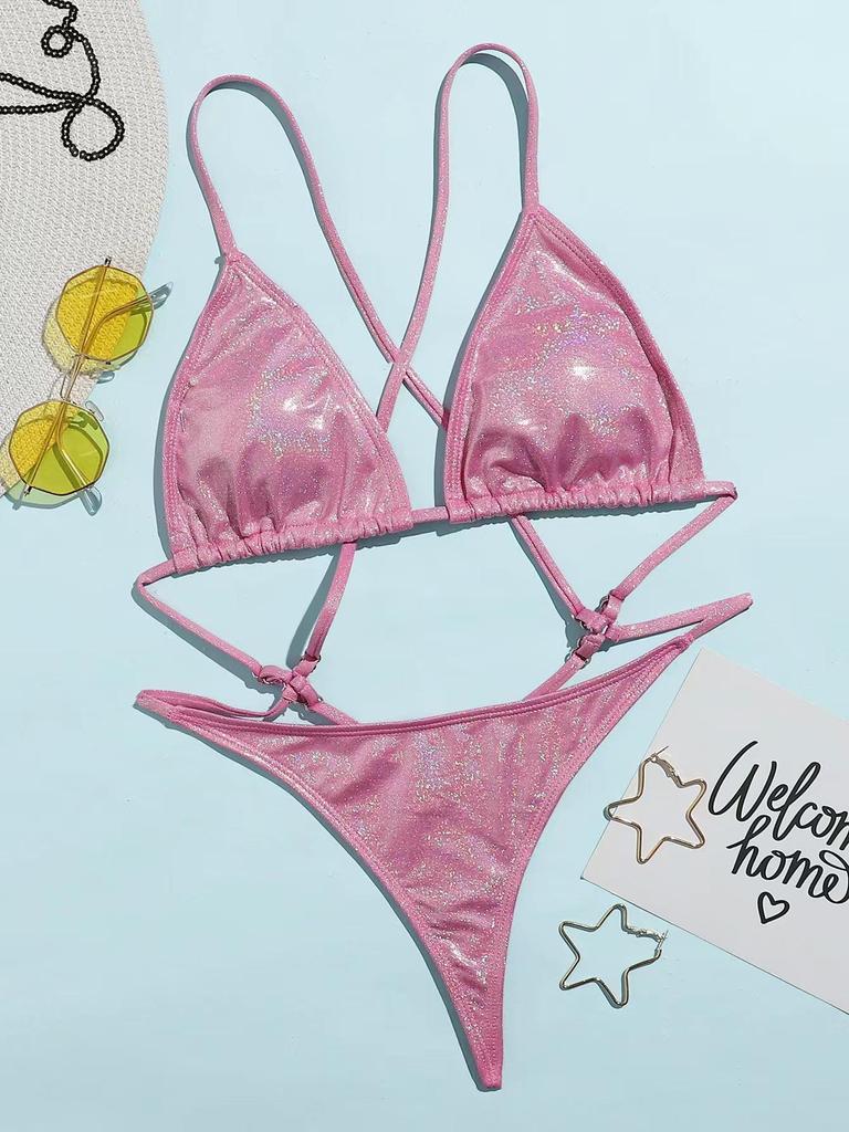 European & American Sexy Split Swimsuit - Women's Solid Color Bikini