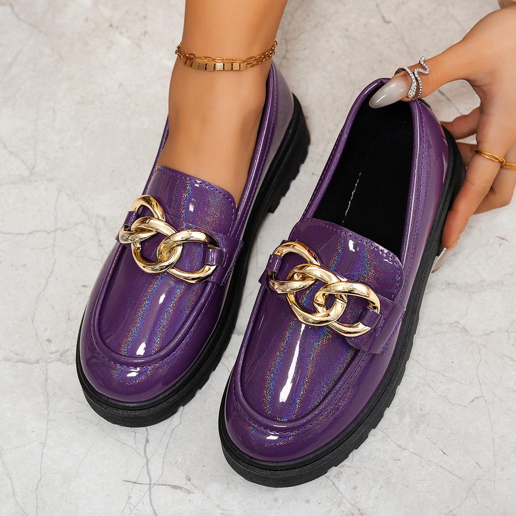 Platform spring new retro British style metal buckle small leather shoes single shoes