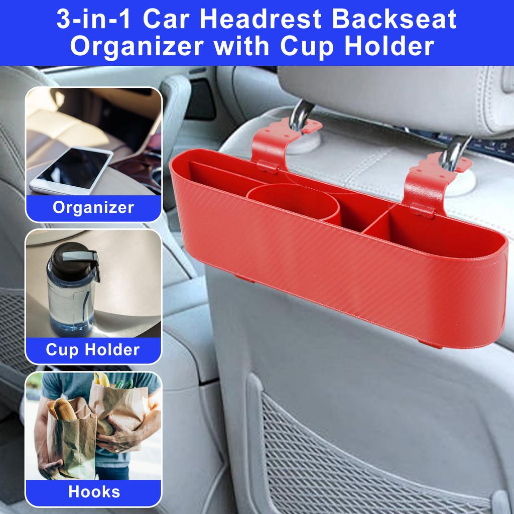 2Pcs Car Headrest Backseat Organizer Multifunctional Hanging Seat Back Phone Organizer with Cup Holder 5-lattice Storage For Car