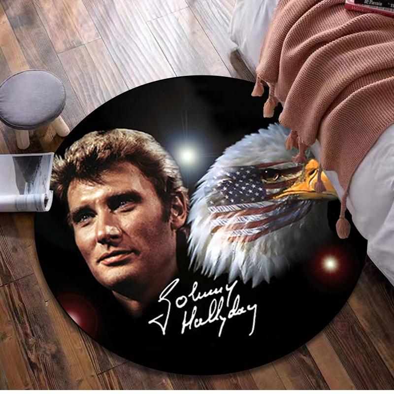 1Pc Johnny Hallyday Circular Print Rug - Home Decoration Carpet For Living Room Bedroom Flooring Computer Chair Area Rug