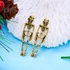 1 Pair Women Halloween Earrings Skeleton Shape Punk Exaggerated Polished Alloy Skull Jewelry Club Party Ear Jewelry