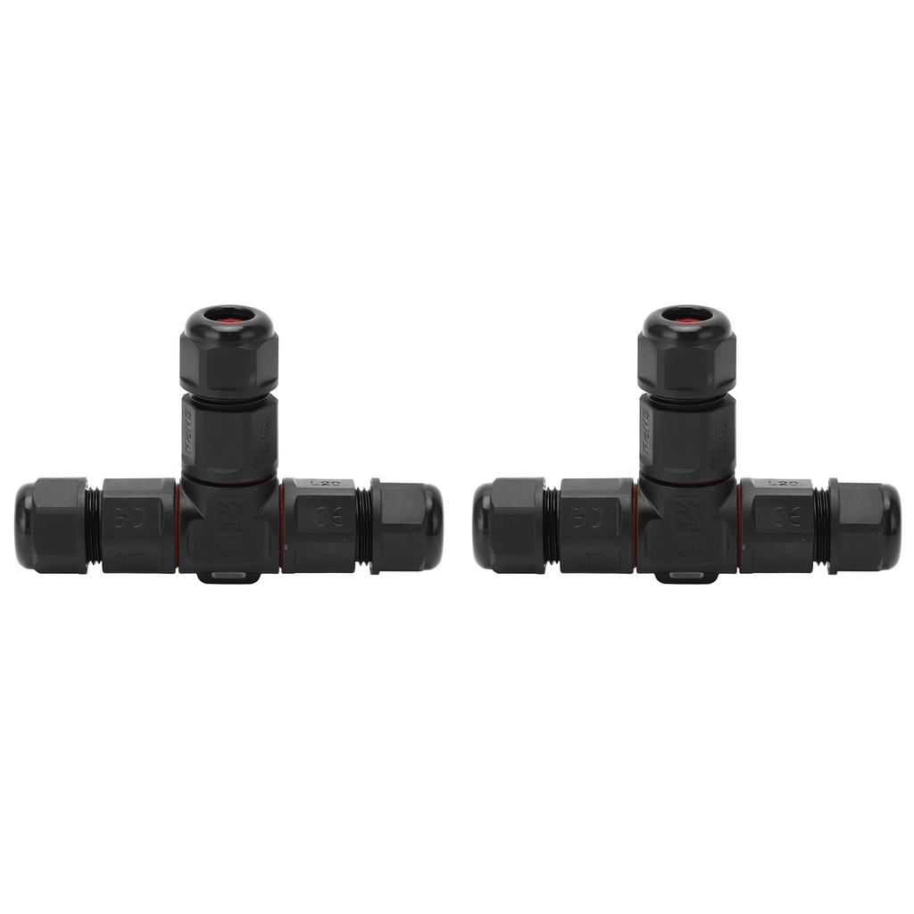 2 Pcs Tee Wire Connectors IP68 Waterproof 2 Pin 3 Pin T Shape Electrical Terminal Adapter for