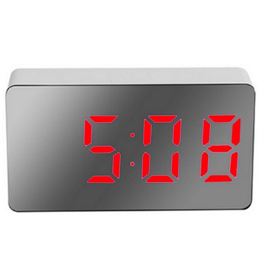 LED Mirror Alarm Clock Digital Alarm Clock Multifunctional Mini Electronic Alarm Clock for Bedroom Living Room Office