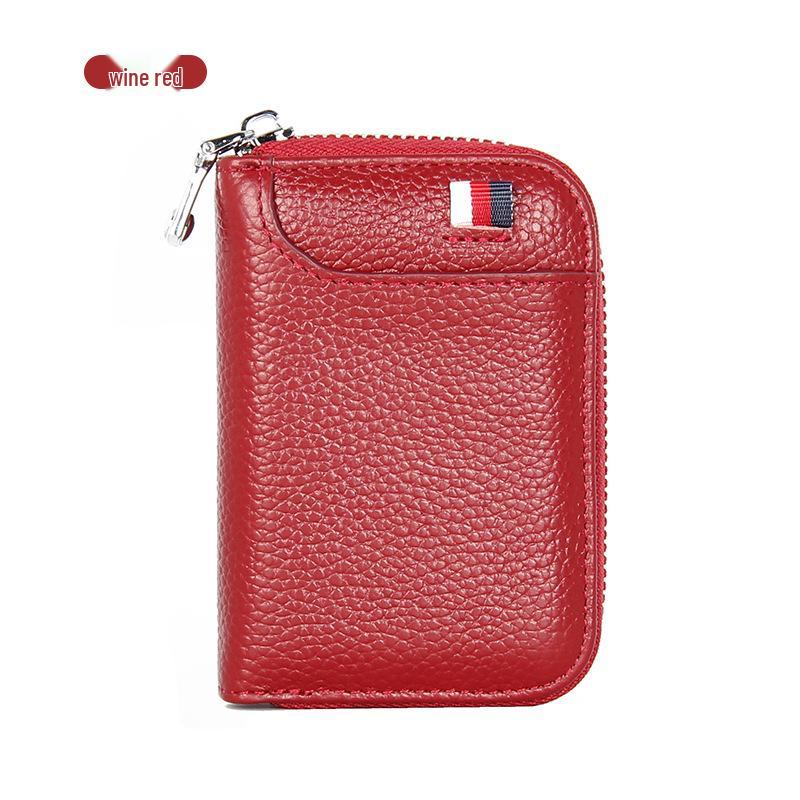Top Grain Cowhide Anti-RFID Accordion Leather Card Holder with Multi-Card Slots