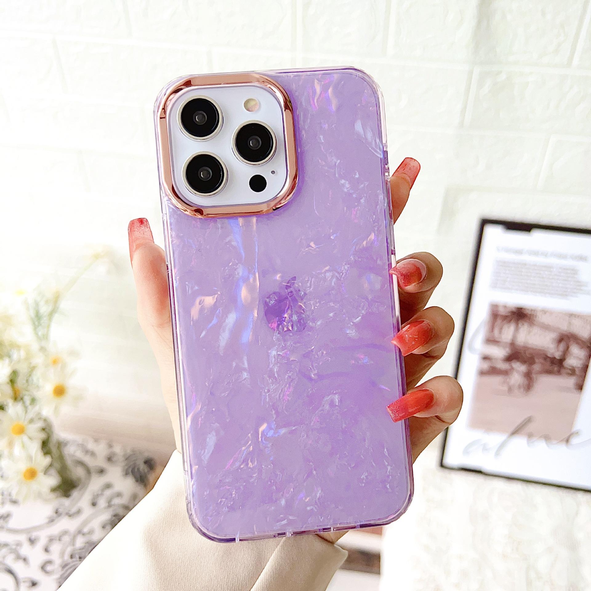 

For IPhone17 Electroplated Glitter Shell Pattern for Apple 16promax Phone Case 15 Anti Drop All Inclusive 16E Exterior For iPhone11Promax