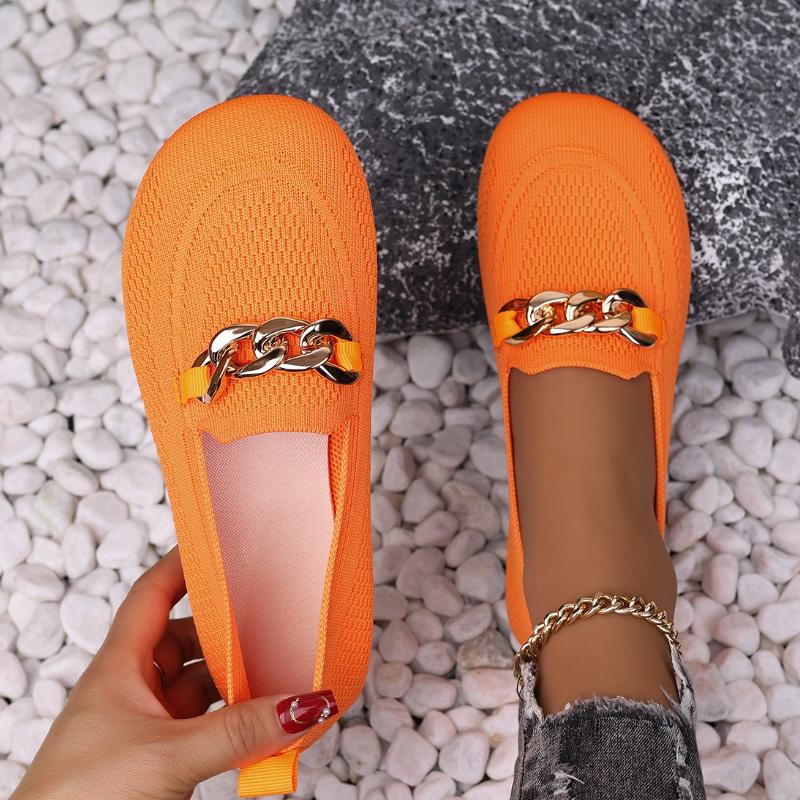 Women Flats Spring 2025 New Large Size Flat Loafers Shoes Women Knitting Slip-on Round Head Breathable Shoes for Women