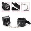 Ninonly SM Goods SM Set Restraints 5 Piece Set Handcuffs Leg Shackles Eye Mask Collar Chain SM Play Adjustable Rut Relief (Black)