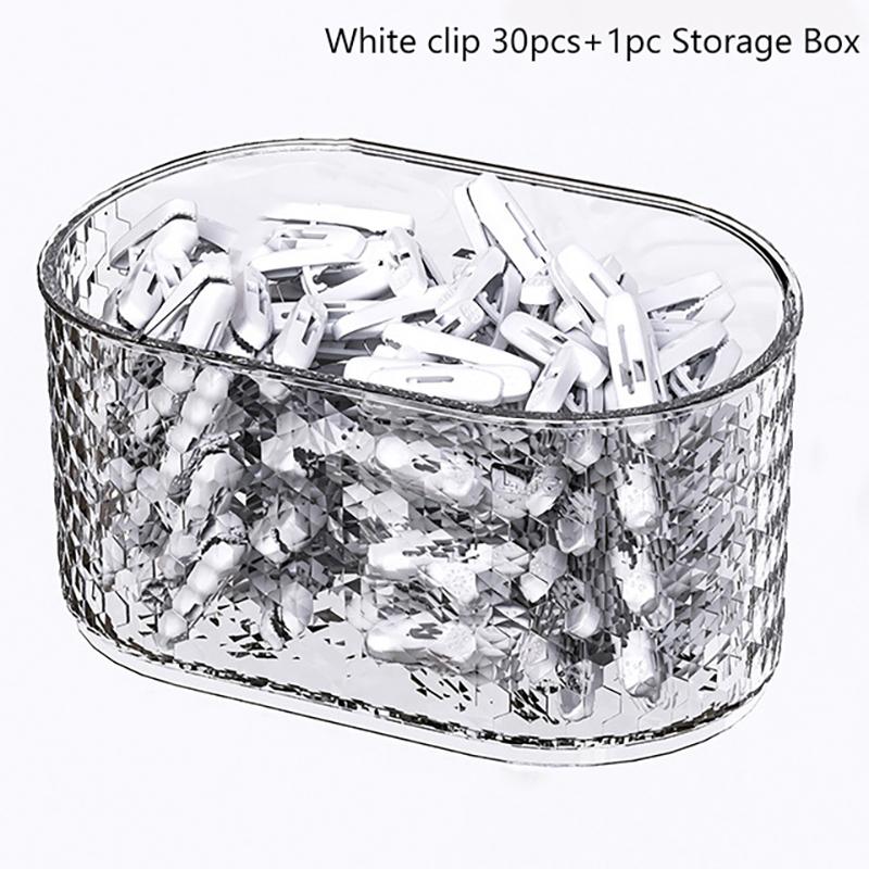 

30 шт. мини-прищепки с прочным захватом, пластиковые ветрозащитные прищепки с коробкой для хранения, бытовые зажимы для еды