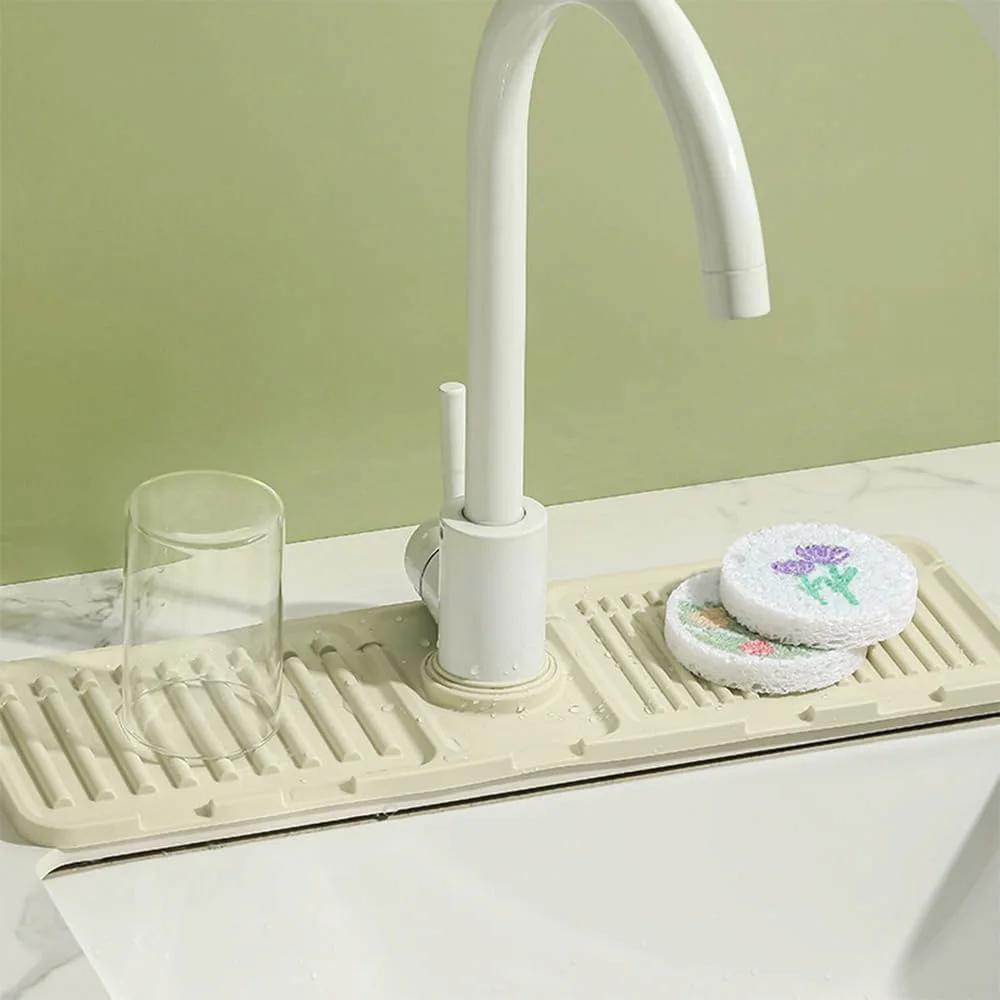 Silicone Tap Mat Kitchen Sink Spill-Proof Drying Pads Foldable Drainage Mat for Home Kitchen Sink Storage Accessories