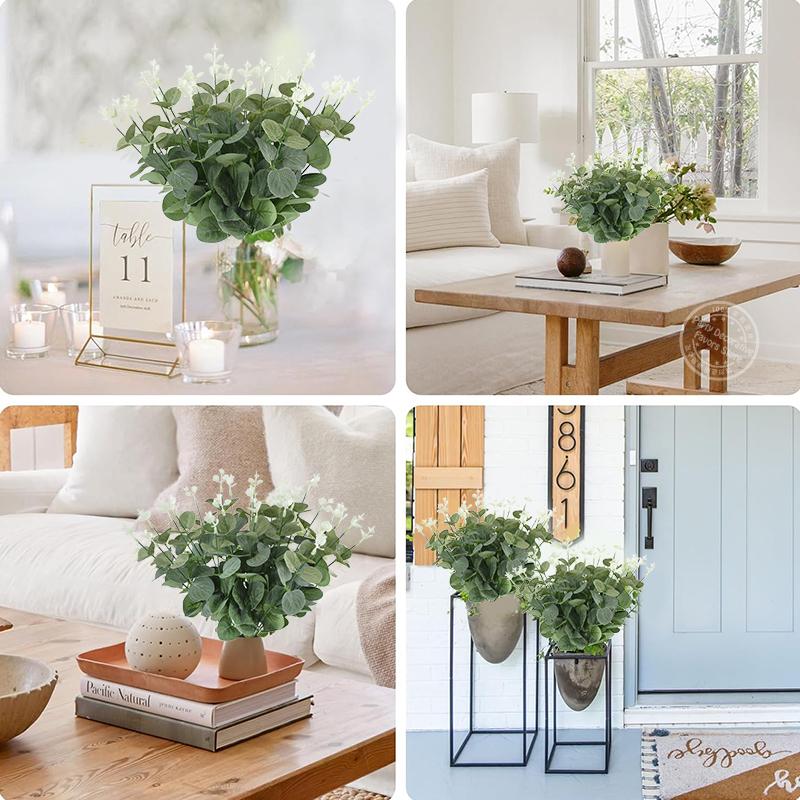 10/20PCS Eucalyptus Artificial Leaves Branches Fake Plants for DIY Christmas Wreath Wedding New Year Party Table Home Decoration