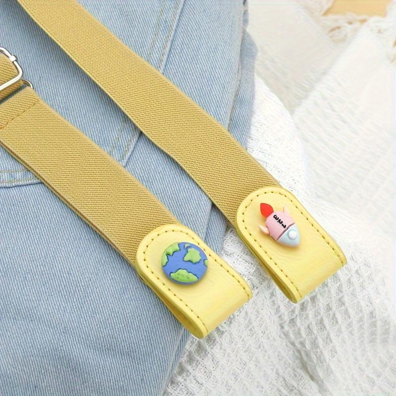 1pc Press Buckle Style Lazy Belt Women'S Versatile Jeans Belt Invisible No-Trace Elastic Stretch Belt Adjustable Length