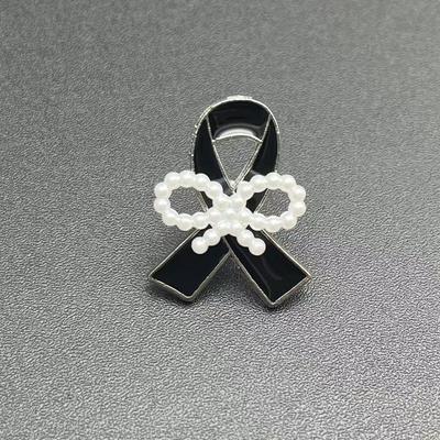 2/5Pcs Black Ribbon Bow Pin Badge Brooch Funerals Memorial Pin Enamel Black Ribbon Alloy Pin Badge Brooch Clothing Accessory Pin